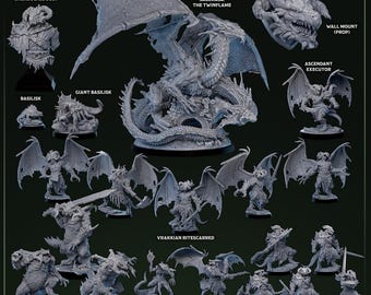 Zestaw figurek fantasy Cliffs of Drakkenfall, figurki RPG z żywicy (wersja malowana)