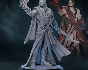 Blood Sorcerer DND Mini Dungeons and Dragons Drow Sorcerer Miniature