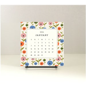 2024 DESK CALENDAR with stand/floral desk calendar/cute floral calendar/2024 calendar refill/small desk calendar/cute holiday gift under 25