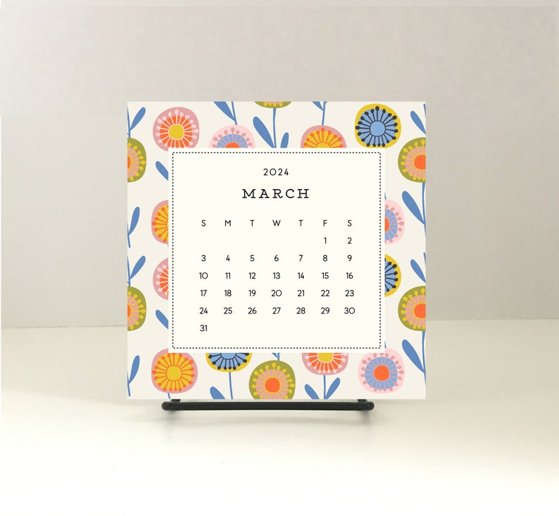 2024 DESK CALENDAR with stand/floral desk calendar/cute floral calendar/2024 calendar refill/small desk calendar/cute holiday gift under 25 image 5
