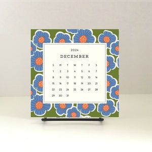 2024 DESK CALENDAR with stand/floral desk calendar/cute floral calendar/2024 calendar refill/small desk calendar/cute holiday gift under 25 image 2