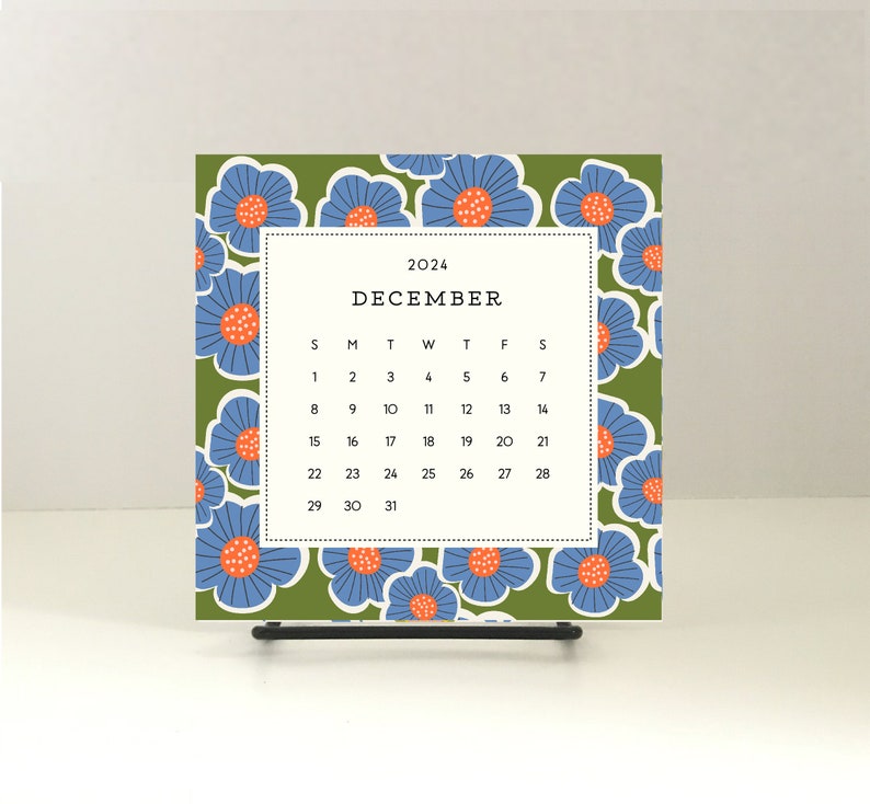 2024 DESK CALENDAR with stand/floral desk calendar/cute floral calendar/2024 calendar refill/small desk calendar/cute holiday gift under 25 image 2