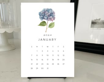 2024 DESK CALENDAR/Hydrangeas/2024 calendar with stand /5x7 calendar refill/floral calendar/hydrangea prints/watercolor illustrations