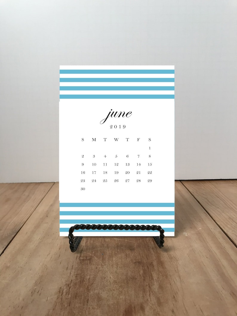 Customizable Desk Calendar Classic Cursive Classic Stripes Etsy