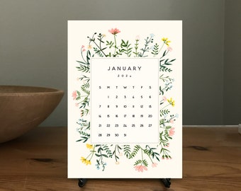 2024 DESK CALENDAR/Wildflowers/2024 calendar with stand /5 x 7 desk calendar/floral calendar/cute calendar/flower calendar/small calendar