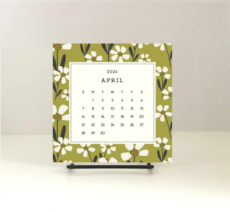 2024 DESK CALENDAR with stand/floral desk calendar/cute floral calendar/2024 calendar refill/small desk calendar/cute holiday gift under 25 image 3