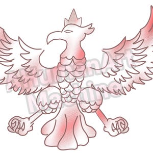 High Quality Red and White Polish Eagle Digital Clip Art