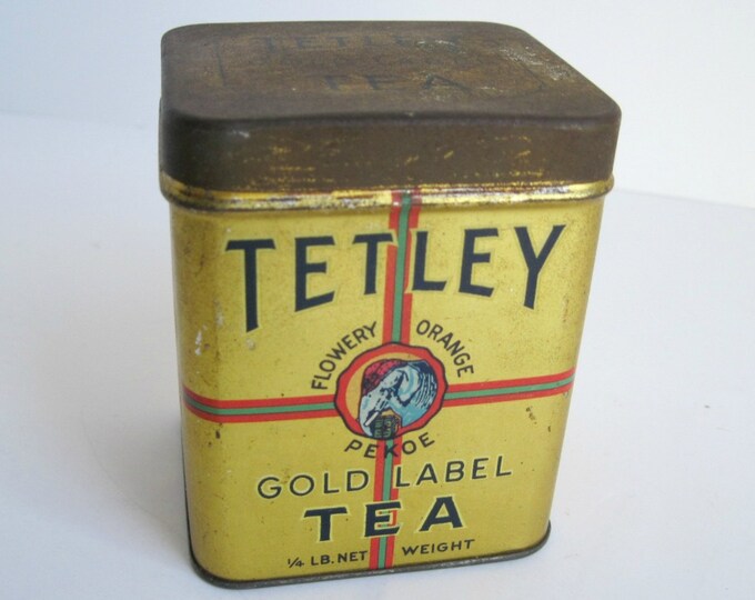 Antique Tetley Tea Tin Gold Label Maestro Series Etsy