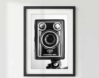Vintage Kamera Druck - Schwarzweiß Fotografie, Agfa Synchro Box, Fotografie Wandkunst, Antike Kamera Dekor, Fotografie Geschenk
