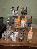 Tabby Block Cat Figurine | Pixel Style Multicolor Kitty Standing Desk Toy