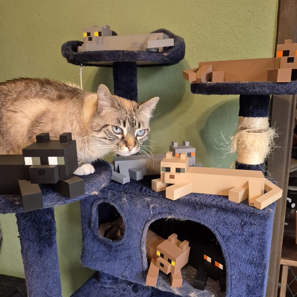 Giant Block Cat | Pixel Style Cat Desk Decoration