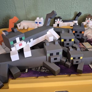 Giant Block Cat | Pixel Style Cat Desk Decoration - Etsy
