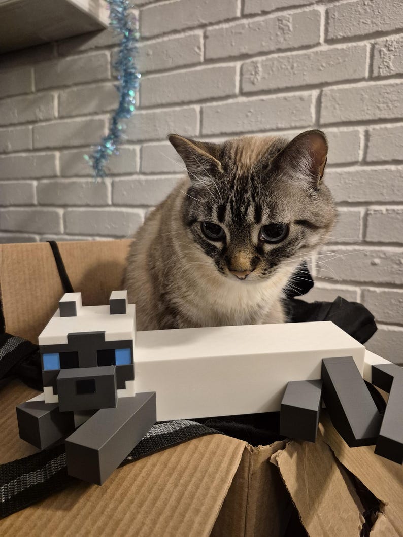Giant Block Cat | Pixel Style Cat Desk Decoration - Etsy