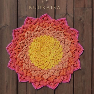 Mandala Häkeldeckchen Sonnenaufgang - 100% Baumwolle Boho Alternative Hippie Dekoration Tischset zu häkeln