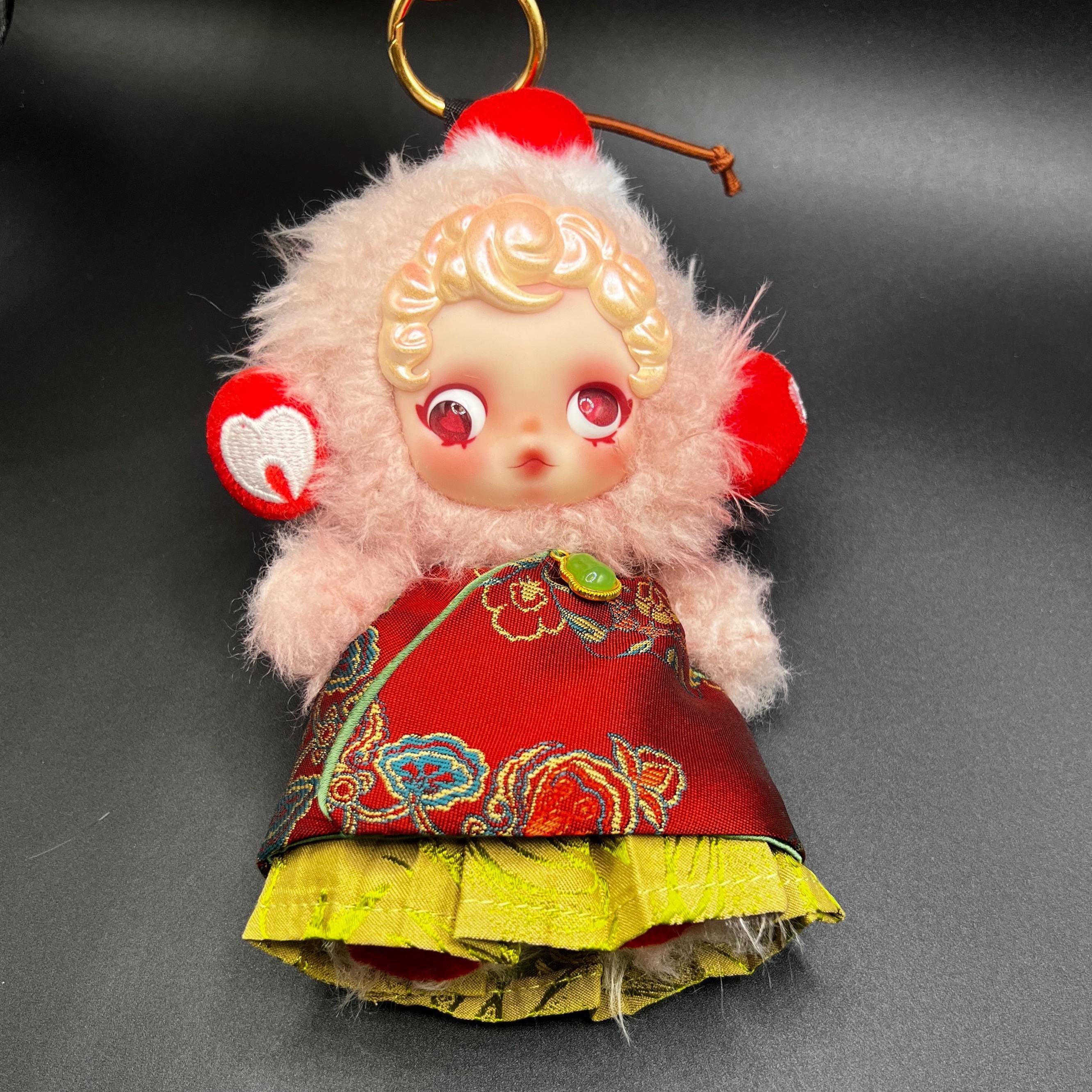Handmade Labubu Doll Outfit - Traditional Chinese Embroidered Costume (17cm Dolls)