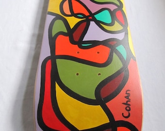 Great Hand Painted Wooden Size 8 Skateboard Deck by Artist CohAn