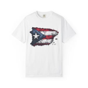 Puerto Rico Flag Island Unisex T-shirt, Puerto Rican Heritage Tee, Garment-Dyed Shirt, Patriotic Clothing, Vacation Souvenir Top