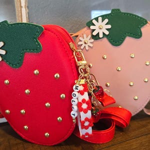 Sac à main pour petite fille | Bandoulière pour enfants | Sac personnalisé | Petit sac pour tout-petit | Porte-monnaie fraise | Sac de fruits pour enfants | Sac à bandoulière fraise