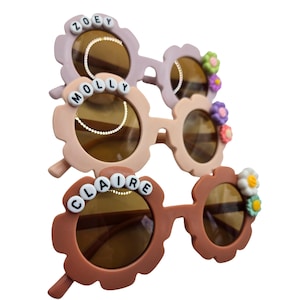 Personalized Flower Sunglasses: Custom Kids Sunnies, Birthday Gift