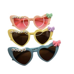 Custom Kids Sunglasses: Personalized Heart Sunnies with Bow