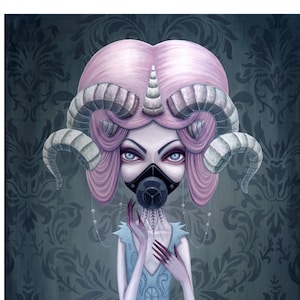 Aurora - Gas mask post apocalypse creature girl art print