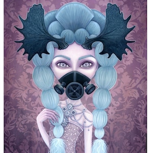 Florence - Gasmasker post apocalypse antler girl art print