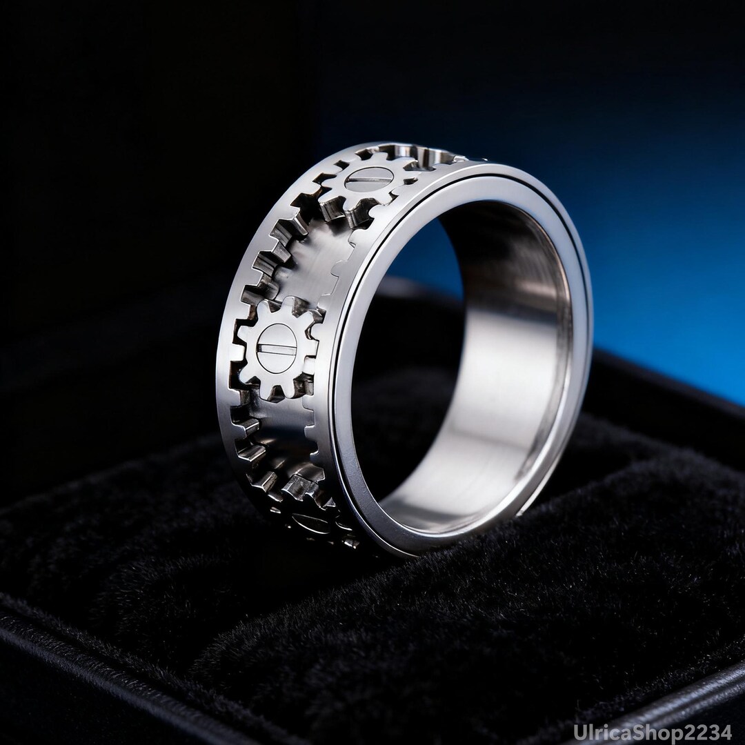 Gear Rider Ring Stainless Steel Men's Gear Ring - Silver Mechanical Gear Ring, Gearhead ...