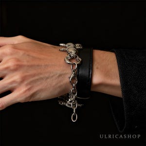 Y2K zilveren roestvrijstalen duizendpootarmband karabijnsluiting uniseks edgy accessoire Nieuw