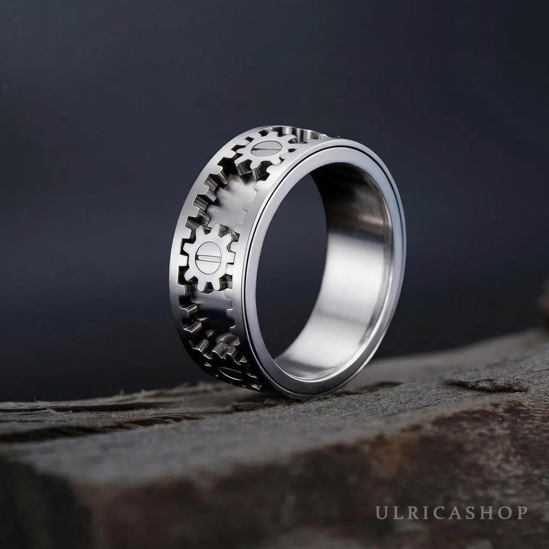 Gear Rider Ring Stainless Steel Men's Gear Ring - Silver Mechanical Gear Ring, Gearhead ...