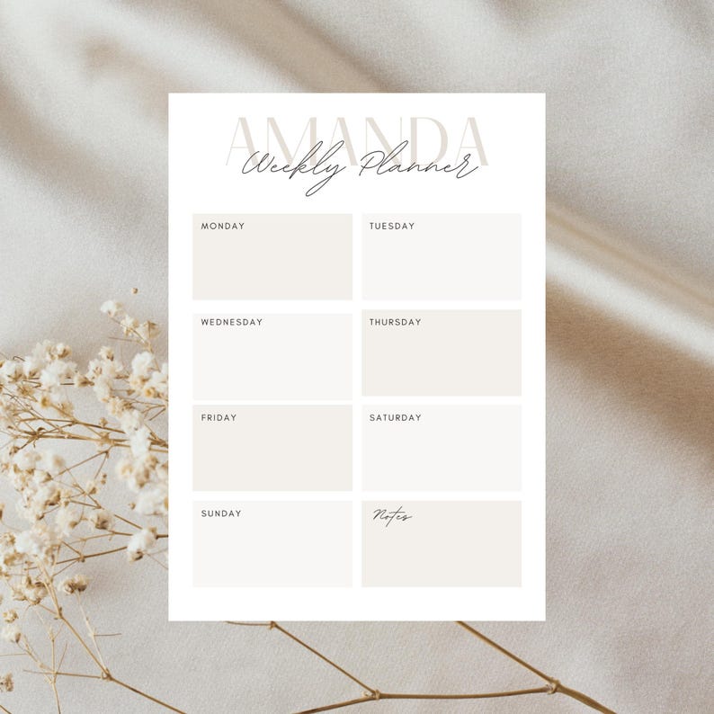 Weekly Planner Template - Minimalist - Customizable - Digital Download ...
