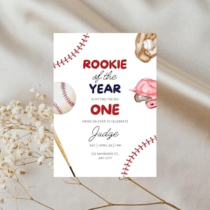 Rookie of the Year Baseball Birthday Invitation - Digital Download - Editable