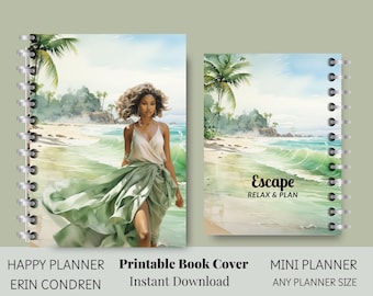 Tropische Glückseligkeit Planerhülle | Happy Planner | Erin Condren| Notizbuch und Journal druckbare Cover