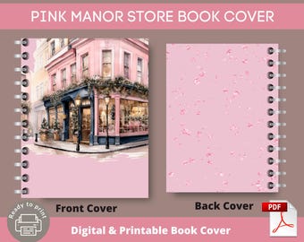 Pink Manor Store Buchhülle | Journal, Notizbuch | Kalender | Klassischer Happy Planner | Vorder- und Rückseite |(Digitales & druckbares PDF)