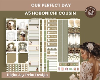 Unser Perfekter Tag | Hobonichi Cousin| Ein 5-wöchentlich druckbares Sticker-Kit | Hochzeit Thema