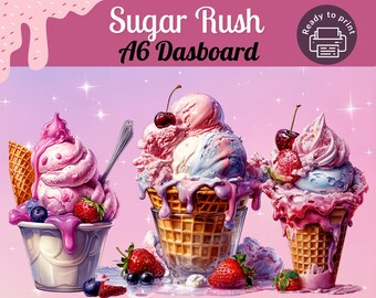 Sugar Rush | Challenge A6 Dashboard Cover |  A6 Printable PDF Download  | Budgeting Binder Cover | 2 Dashboard