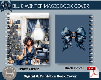 Blue Winter Magic Christmas Book Cover| Journal, Notebook | Big Happy Planner | Classic Happy Planner | Printable PDF