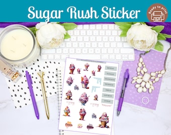 Sugar Rush Sticker Sheet| Printable Planner for bullet Notebook| Happy Planner| Erin Condren| Sweet Spread