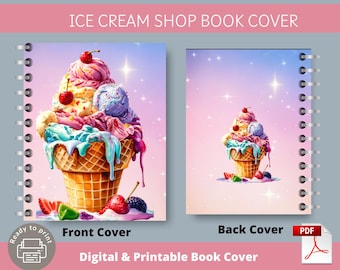 Ice Cream Shop Book Cover| Journal, Notebook | Big Happy Planner | Classic Happy Planner Cover |  7x9 Planner Printable PDF