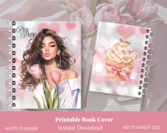 Agenda con temática primaveral rosa / Diario, cuaderno / Agenda Happy Planner grande / Agenda Happy Planner clásica / Mini agenda en formato PDF imprimible