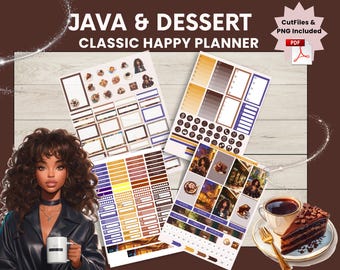 Java & Dessert Wochenaufkleber | Druckbare Planer Aufkleber | Schoko inspirierte Digitale Aufkleber |Kaffeeliebhaber Wochenplanung