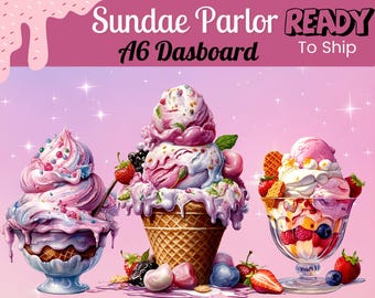 Sundae Parlor| Challenge A6 Dashboard Cover | Budgeting Binder Laminated punch | Ready To Ship