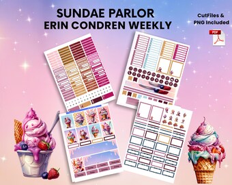 Sundae Parlor Ice Weekly Planner Kit | Erin Condren Planner Weekly Stickers | Ice Cream Planner Kit | Sticker Set |