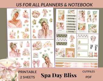 Spa Day Bliss Set|  2 Sticker Aesthetic Stickers | Ready To Ship