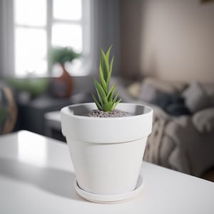 White 6 Inch Clay Pots Pack Of 4, Small Planter, Planter with Drainage Hole, Unique Planter, House Plant Pot, Clay Pots With Saucer