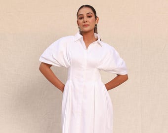 White Suit Fabric Dress: Elegant Button Front Occasion Dress - Etsy White Suit Fabric Dress: Elegant Button Front Occasion Dress - Etsy