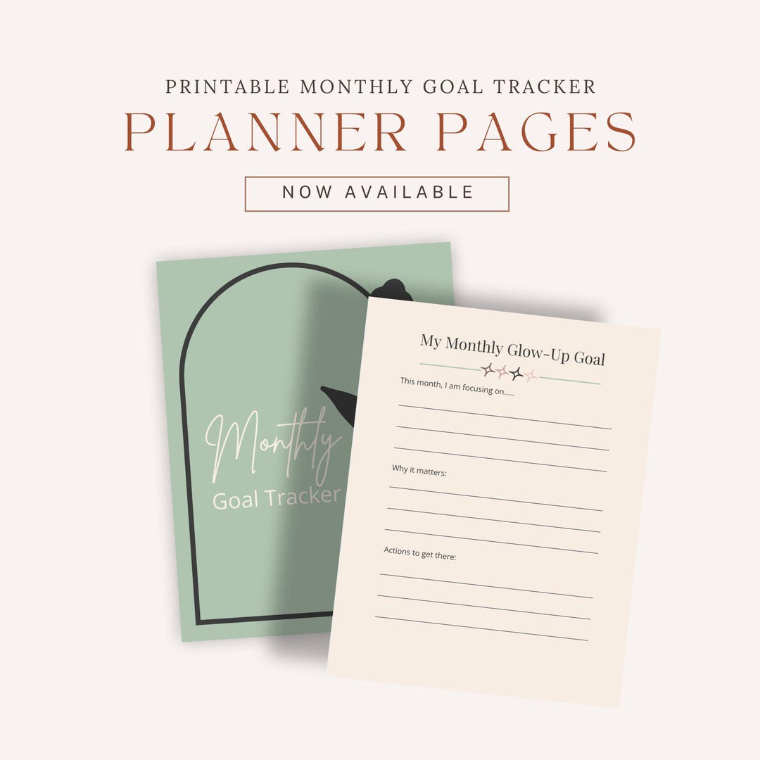 Monthly Goal Tracker | Printable Glow- up Goal Setting Worksheet