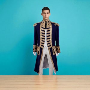 Handmade Steampunk Hussar Tailcoat: Royal Navy Officer Jacket