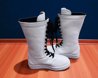 Handmade Wrestling Long Boots, Pro Wrestling Shoes, Leather Wrestling Shoes, Professional Wrestling Boots - Custom Wrestling Lace Up Boots