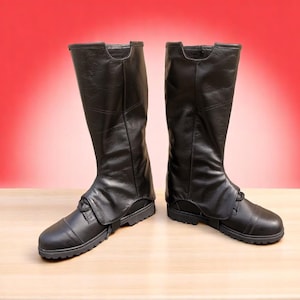 Boba Fett Inspirierte Leder Boot Cover, Bo-Katan Kryze Boots Cover Mandalorian Boots Halloween Kostüm Schuhe Cover Leder Jedi Boots Schwarz