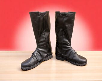 Boba Fett Inspired Leather Boot Cover, Bo-Katan Kryze Boots Cover  Mandalorian Boots Halloween Costume Shoes Cover Leather Jedi Boots Black